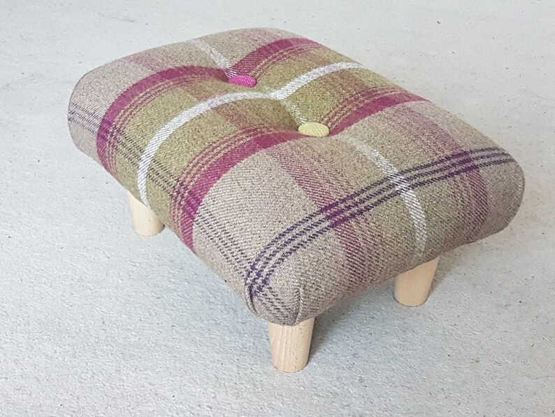 Double buttoned Small Low Footstool 2 buttons footstool small footstool upholstered footstool step stool small buttoned footstool