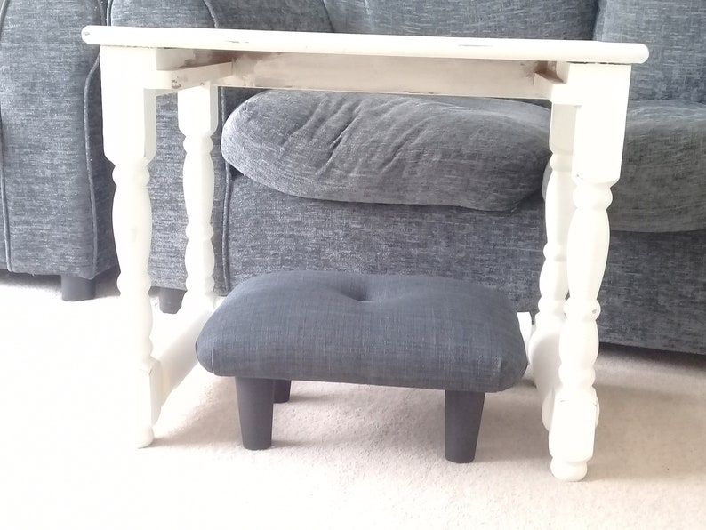 19 cm Low buttoned Footstool upholstered footstool foot stool upholstered foot stool handmade footstool handcrafted footstool