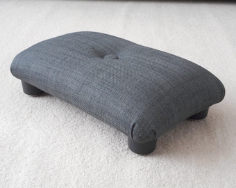 NEW Charcoal Little Stool Under Desk for the office /  9-10 cm height small upholstered foot stool / handmade footstool / footrest