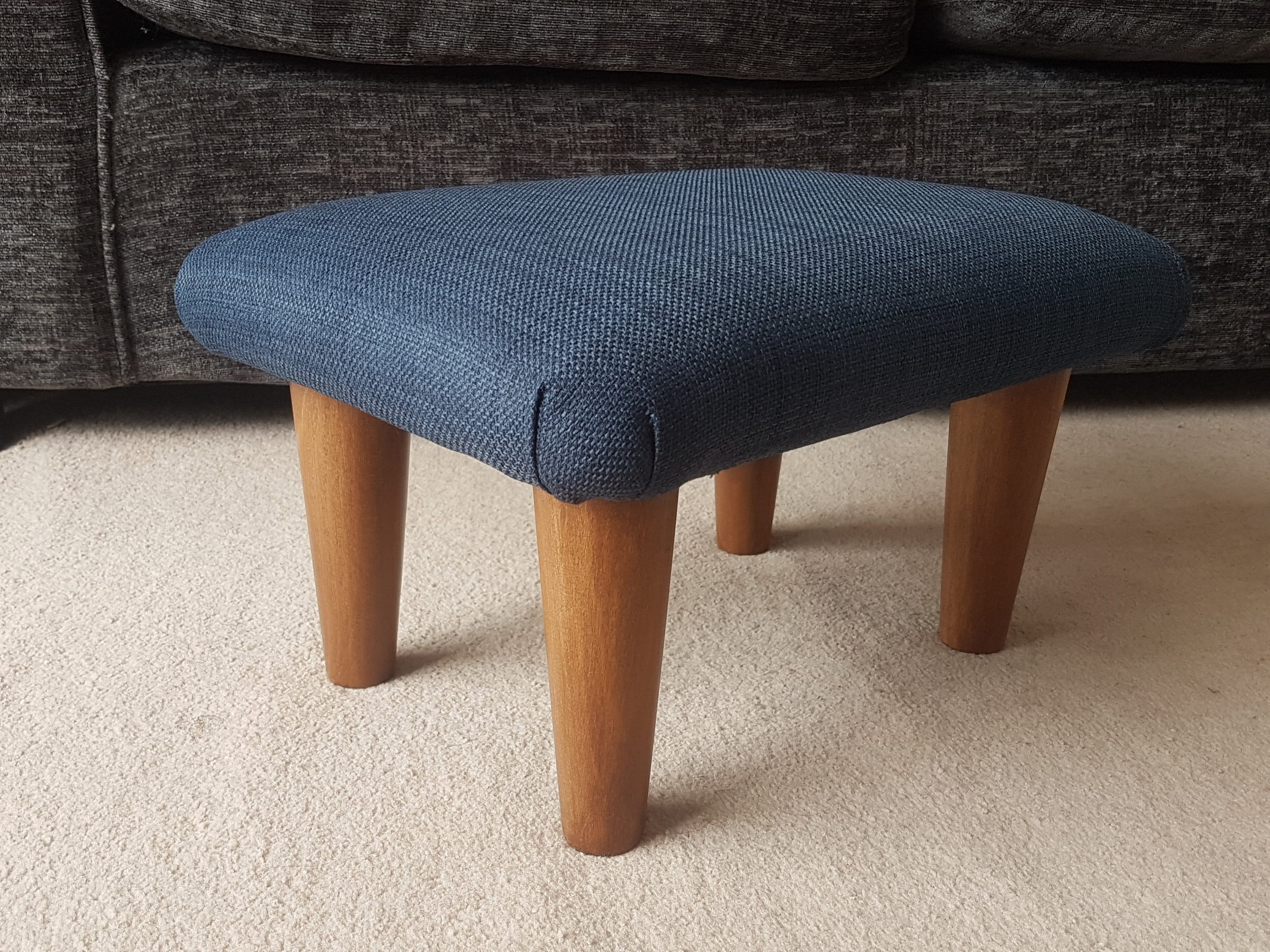 Chocolate Brown 10-26 Cm Small Footstool With BUTTON and Wooden or Plastic  Feet / Upholstered Handmade Footrest Bed Step Stool Buttoned 