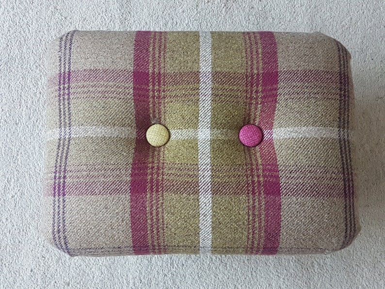 Double buttoned Small Low Footstool 2 buttons footstool small footstool upholstered footstool step stool small buttoned footstool