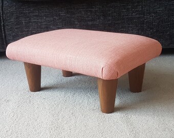 NEW Salmon plain 10-26 cm Solid small plain Footstool with wooden or plastic feet / upholstered handmade footrest bed step stool pink