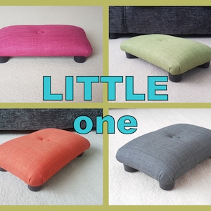 Little Footstool Under desk low 9-10 cm 4" stool with plastic feet bed step / multicolor buttoned handmade foot stool footrest for office