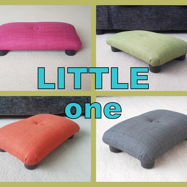 NEW Little Under desk low 9-10 cm 4" footstool with plastic feet and button / multicolor buttoned handmade footstool footrest for office