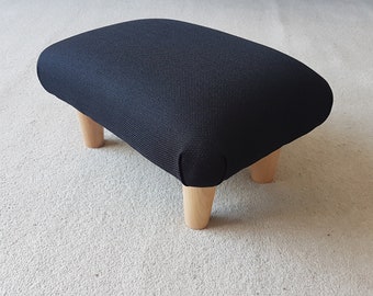 Black Small plain Footstool 20-30 cm height / upholstered foot stool handmade footstool footrest bed step mum dad anniversary home office