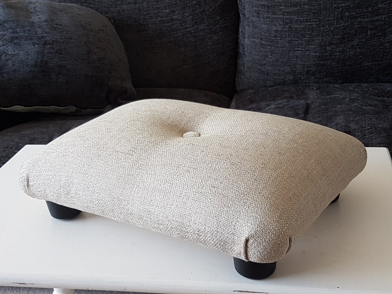 Small under desk Footstool with button small footstool upholstered footstool foot stool handmade footstool stool footrest