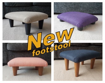 NEW small between 10-26 cm 4"-10" Solid plain Footstool with wooden or plastic feet / upholstered stool many colours footrest bed step pupil