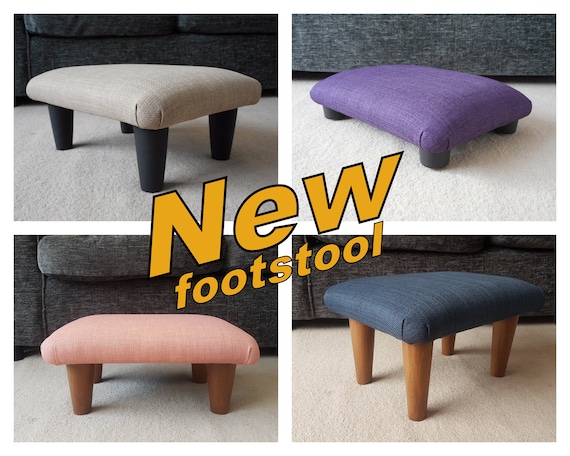 NEW Small Between 10-26 Cm 410 Solid Plain Footstool With Wooden or Plastic  Feet / Upholstered Stool Many Colours Footrest Bed Step Pupil 