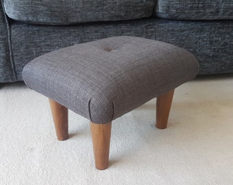 Truffle Footrest brown 19-29 cm tall small Foot stool with button/ upholstered footstool low stool  father mother gift idea handmade bedstep