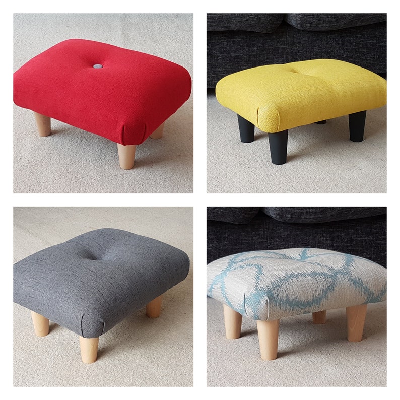 Butterflies footstool Small Footstool upholstered footstool small stool upholstered stool handmade footstool buttoned footstool