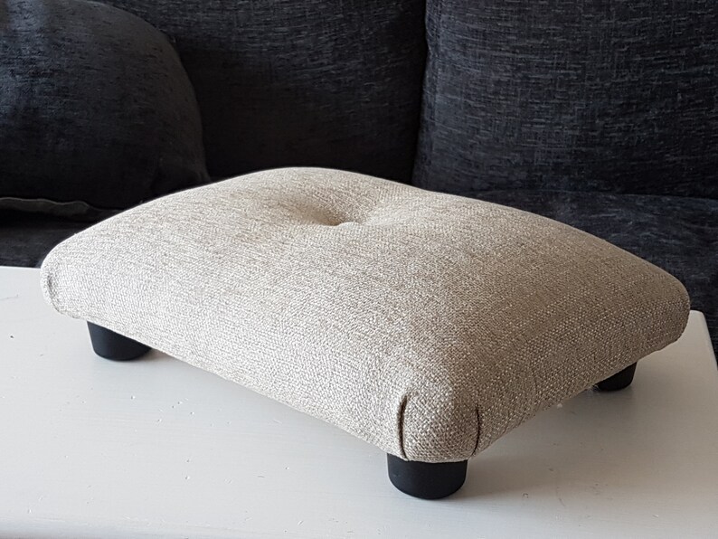 Small under desk Footstool with button small footstool upholstered footstool foot stool handmade footstool stool footrest