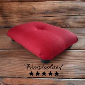 Taburete de oficina único debajo del escritorio bajo 10 cm 4&quot; reposapiés con pies de plástico y botón - reposapiés otomano hecho a mano regalo papá mamá perro