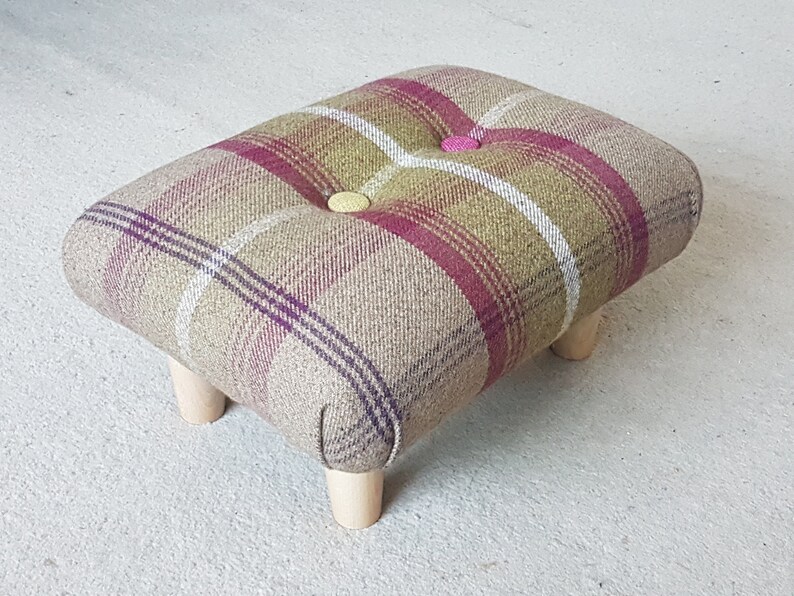 Double buttoned Small Low Footstool 2 buttons footstool small footstool upholstered footstool step stool small buttoned footstool