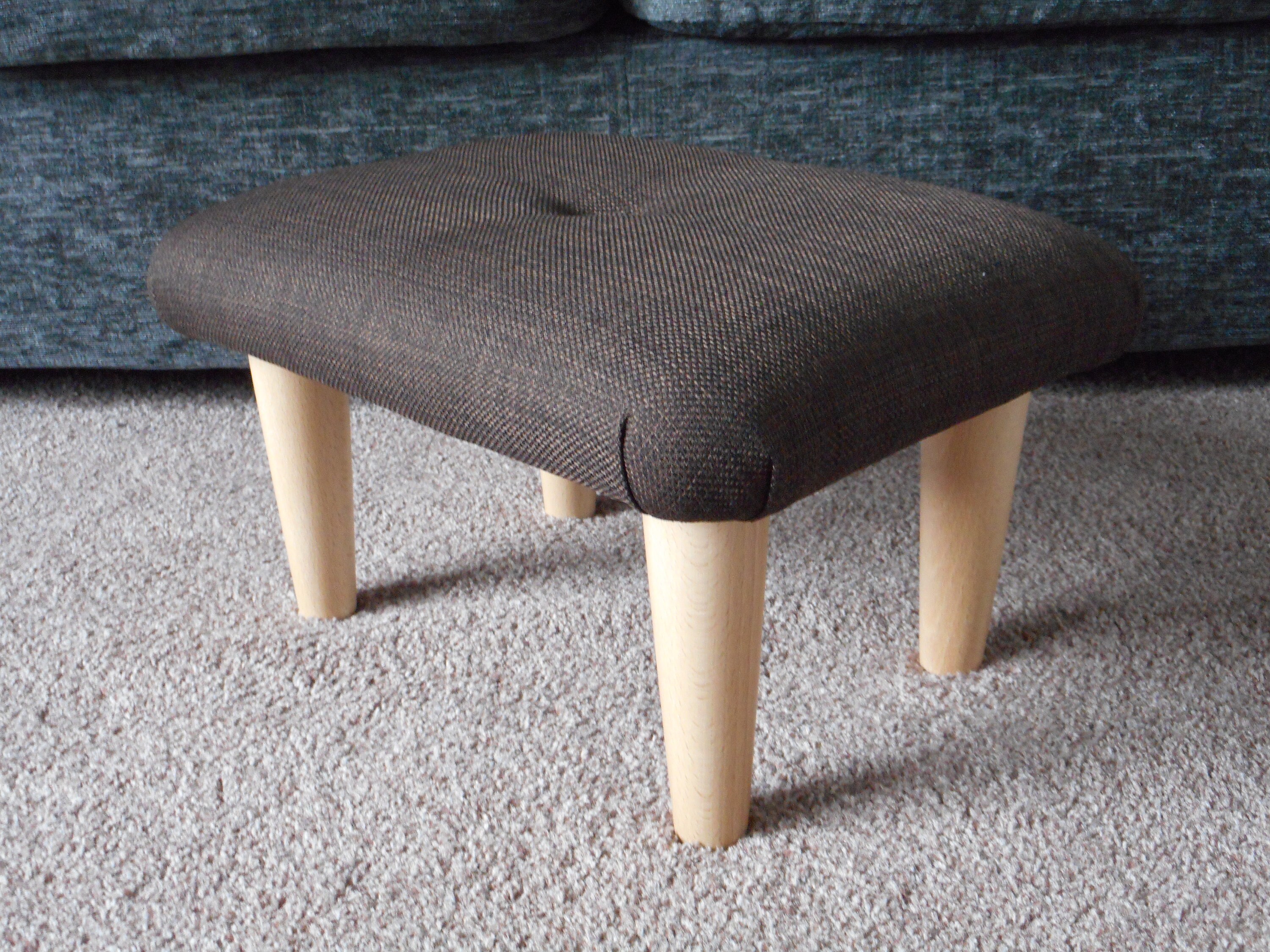 Chocolate Brown 10-26 Cm Small Footstool With BUTTON and Wooden or Plastic  Feet / Upholstered Handmade Footrest Bed Step Stool Buttoned 