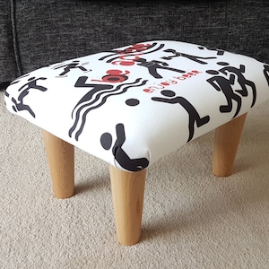 Print Custom Footstool 10-26 cm Solid small stool with wooden feet / upholstered footstool make to order stool handmade custom gift