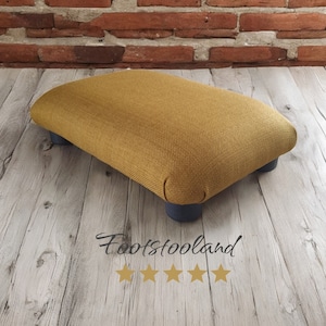 Office ottoman little 10 cm 4&quot; foot stool with plastic feet and optional button / multicolor buttoned handmade footstool footrest for office