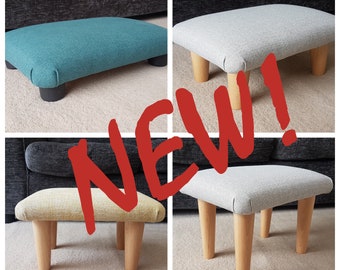 NEW COLOURS! 10-26 cm Solid small plain Footstool / upholstered footstool many colours foot stool handmade footrest bed step pupil office