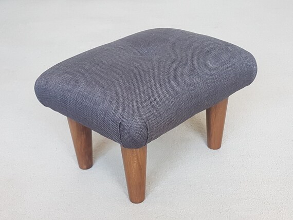 NEW Truffle Brown 19-29 Cm Tall Small Foot Stool With Button/ Upholstered Footstool  Low Stool for Father Mother Gift Idea Handmade Footstep 