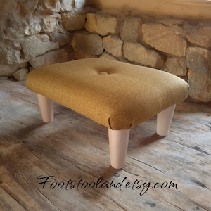 Small footstool WITH BUTTON / from 10 to 26 cm 4&quot;-10&quot; height / Solid stool with wooden or plastic feet/ unique footrest bed step home office
