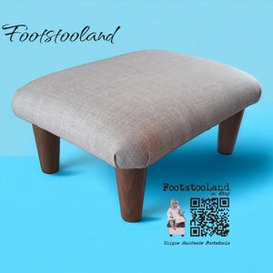 Small Ottoman Footstool: Solid Plain Stool, Wooden or Plastic Feet, SD