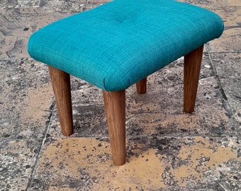 Bespoke Footrest up 26 cm or 10" height solid plain small Footstool with wooden or plastic feet / upholstered stool in many colours bed step