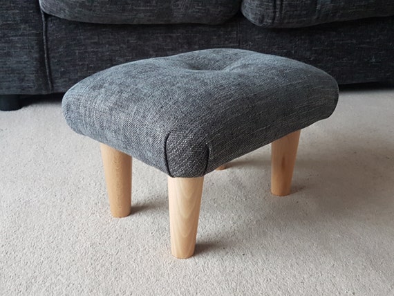 Butterflies footstool Small Footstool upholstered footstool small stool upholstered stool handmade footstool buttoned footstool