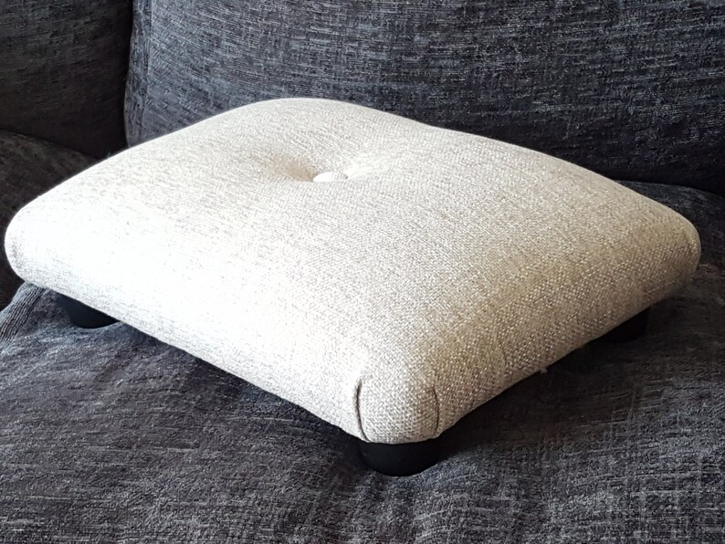 Small under desk Footstool with button small footstool upholstered footstool foot stool handmade footstool stool footrest