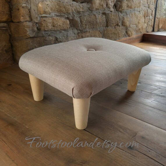 Small BUTTONED Footstool From 10 to 26 Cm 410 Height Solid Stool With BUTTON and Wooden or Plastic Feet Upholstered Footrest Bed Step Etsy