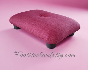 Pink Linen Look Foot Stool: Handmade Upholstered Little Footrest