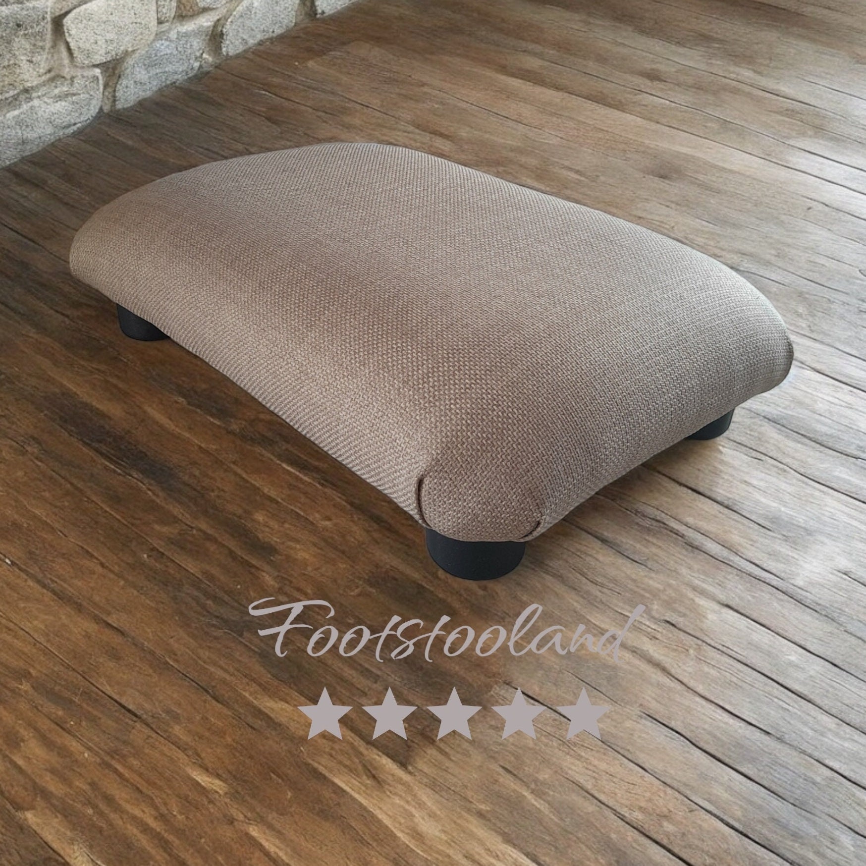 Cozy Beige Desk Footstool - 10 cm little plain Upholstered Footrest - Handmade Office Foot Rest FSL