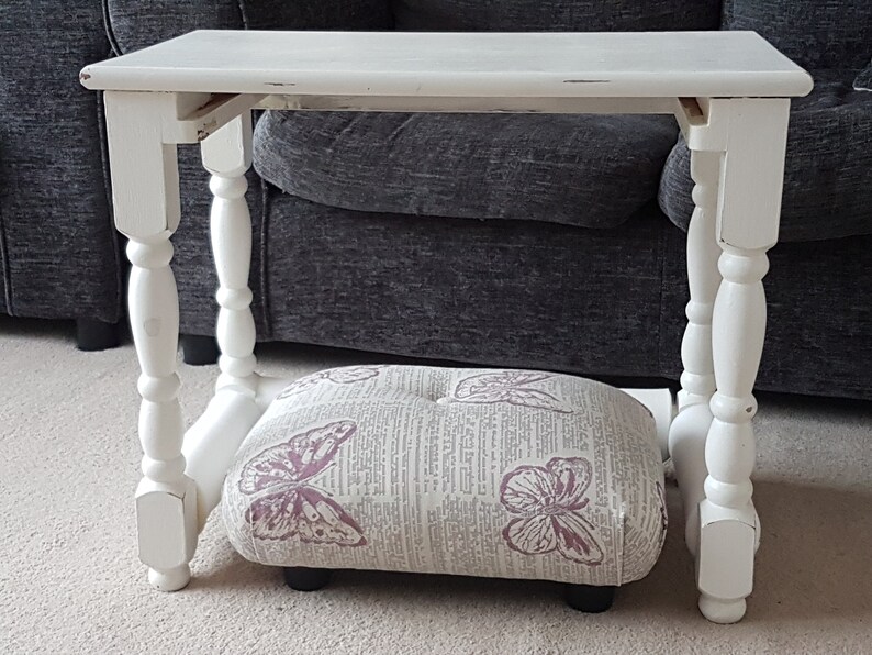 Butterflies footstool Small Footstool upholstered footstool small stool upholstered stool handmade footstool buttoned footstool