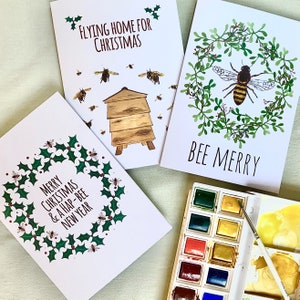 PACK DE 6 - Cartões de Natal com tema abelha