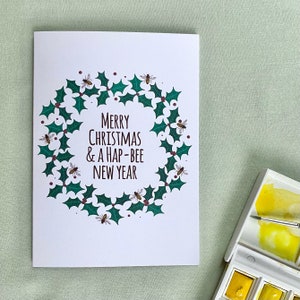HAP-BEE Nieuwjaar - kerstkaart met honingbijenthema