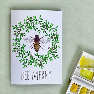 BEE MERRY - Cartolina di Natale a tema ape da miele