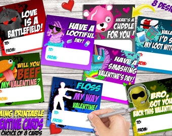 Fortnite Valentines Day Cards Free V Bucks 2019 - instant download roblox printable gamer block pixels diy