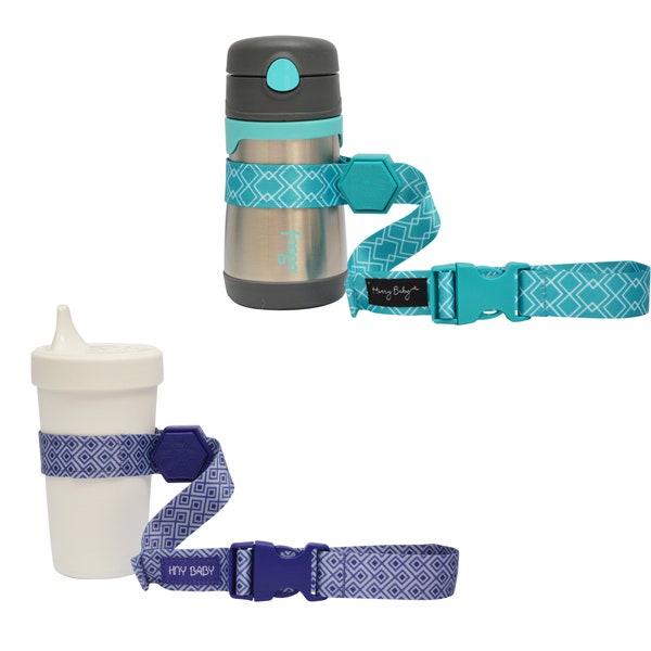 Hunny Baby Sippy Cup Strap for Baby Bottle | Toy Strap 2 Pack Snack Cup Leash with Rubber Grip for Stroller Highchair Cup Tether Teal / Blue