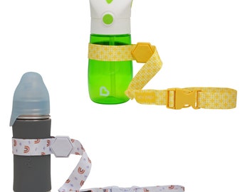 Teal/Rainbow Sippy Cup Straps for Baby Bottle Toy Leash 2 Pack for Stroller High Chair Strap