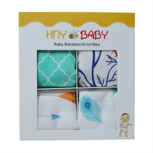 Bandana Bibs 4-Pack Bibs,bib,Baby Bib,Baby Boy, Baby Girl, Feeding, Drooling Covers | Adjustable Snaps for Infants| 100% Organic Cotton