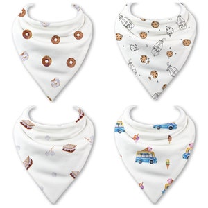 Bandana Bibs 4-Pack Bibs,bib,Baby Bib,Baby Boy, Baby Girl, Feeding, Drooling Covers | Adjustable Snaps for Infants| 100% Organic Cotton