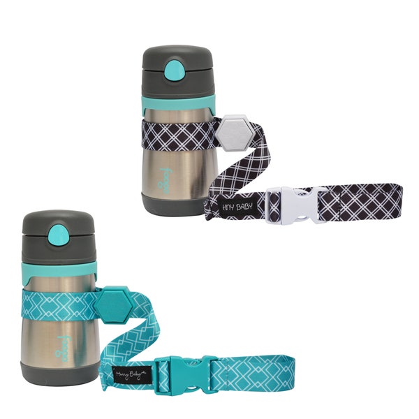 Hunny Baby Sippy Cup Strap for Baby Bottle | Toy Strap 2 Pack Snack Cup Leash with Rubber Grip for Stroller Highchair Cup Tether Teal / Blk