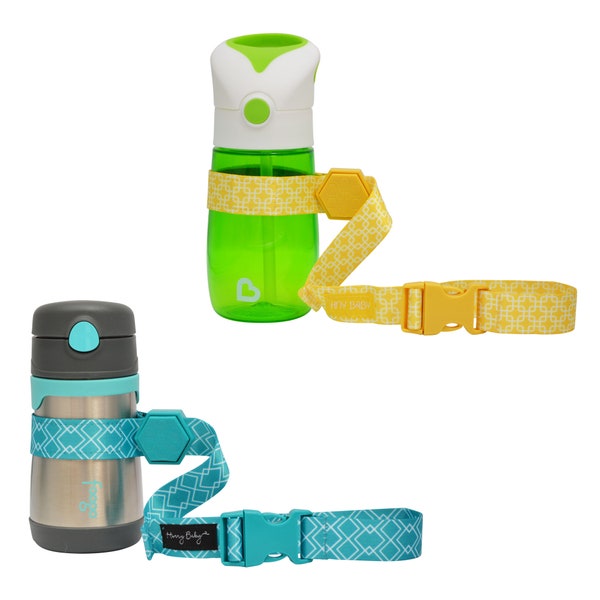 Hunny Baby Sippy Cup Strap for Baby Bottle | Toy Strap 2 Pack Snack Cup Leash with Rubber Grip for Stroller Highchair Cup Tether Teal / Yell