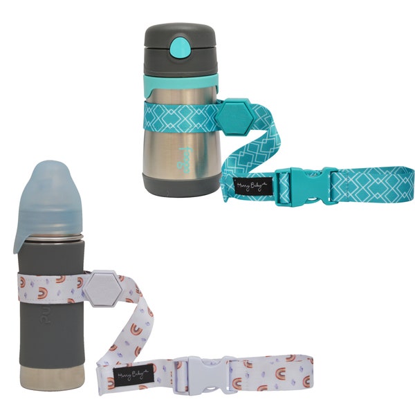 Hunny Baby Sippy Cup Strap for Baby Bottle | Toy Strap 2 Pack Snack Cup Leash with Rubber Grip for Stroller Highchair Cup Tether Teal / Rain