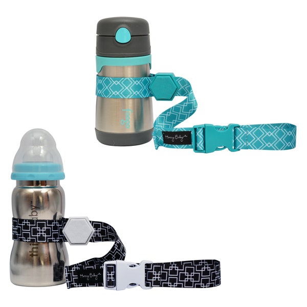 Hunny Baby Sippy Cup Strap for Baby Bottle | Toy Strap 2 Pack Snack Cup Leash with Rubber Grip for Stroller Highchair Cup Tether Teal / Mono