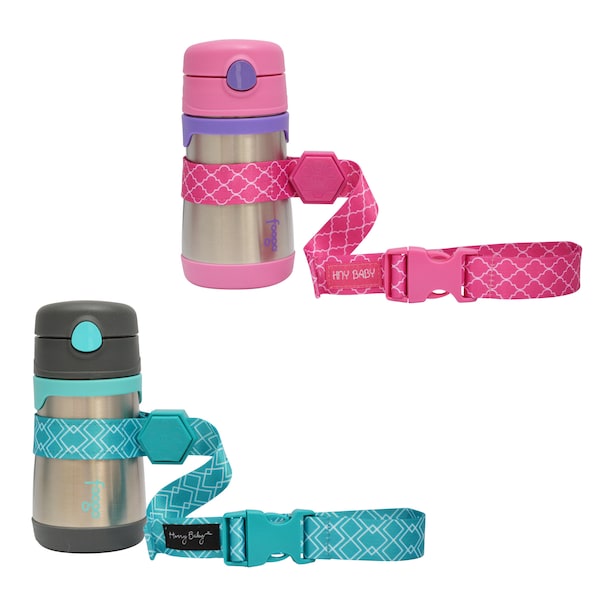 Hunny Baby Sippy Cup Strap for Baby Bottle | Toy Strap 2 Pack Snack Cup Leash with Rubber Grip for Stroller Highchair Cup Tether Teal / Pink