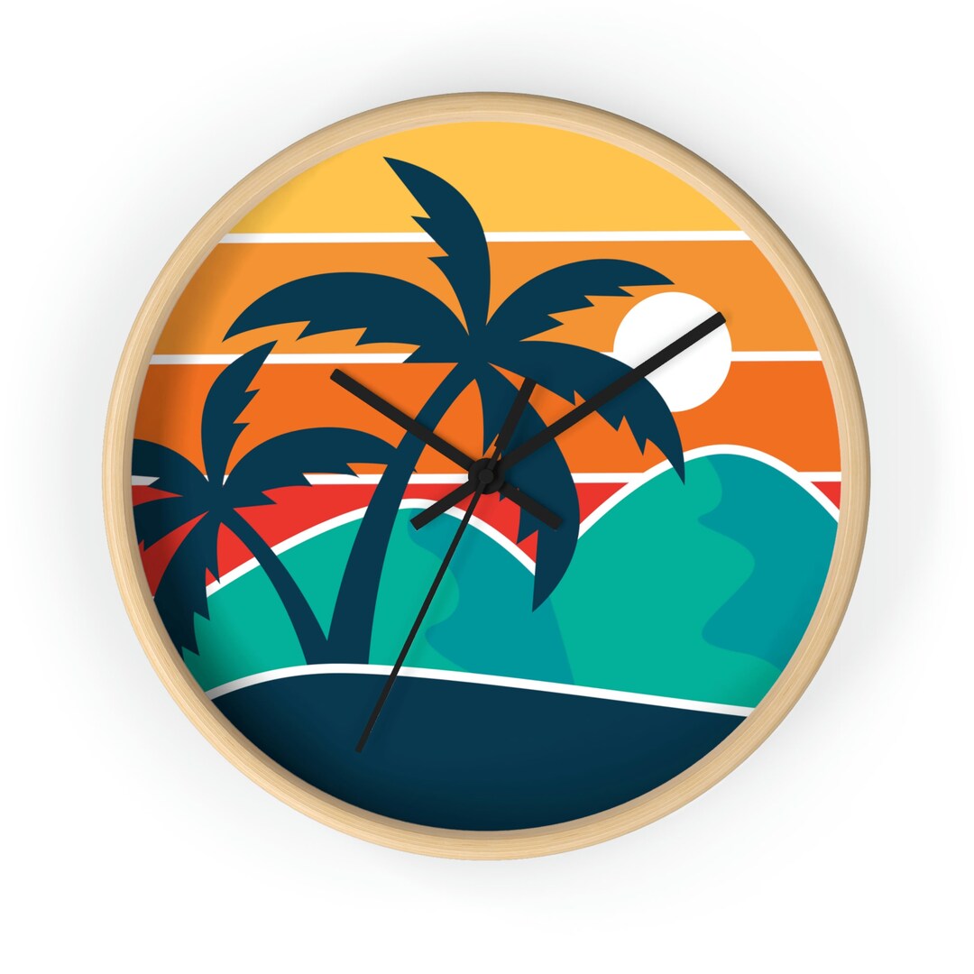 Beach Clock Nautical Coastal Room Wall Decor Surfer Beach Etsy