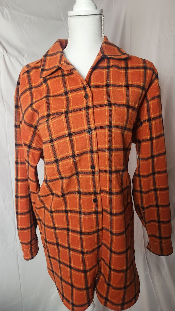 vintage wool flannel. shacket. Vintage wool orange