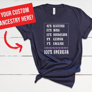 Personalized DNA Ancestry T-Shirt - Adult Unisex Men's Women's Family History Tree Relatives Ancestors Genetic Tracking Gene Graphic Tee