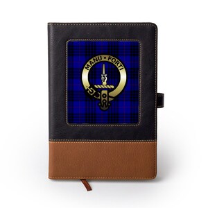 Scotland Notebook. Amazon Scottish Clan Tartan Crest Black & Tan Journal - PU Leather Diary ...