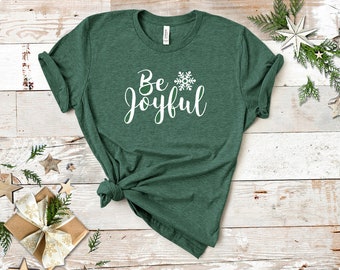 Be Joyful 大人用 ユニセックス 半袖 T シャツ - ホリデー 感謝 祝福 雪の結晶 クリスマス クリスマスシーズン イエス レッド グリーン ブルー