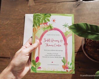 Mexico Hacienda Wedding Invitation Template | Editable Canva Invite | Rustic Destination Wedding